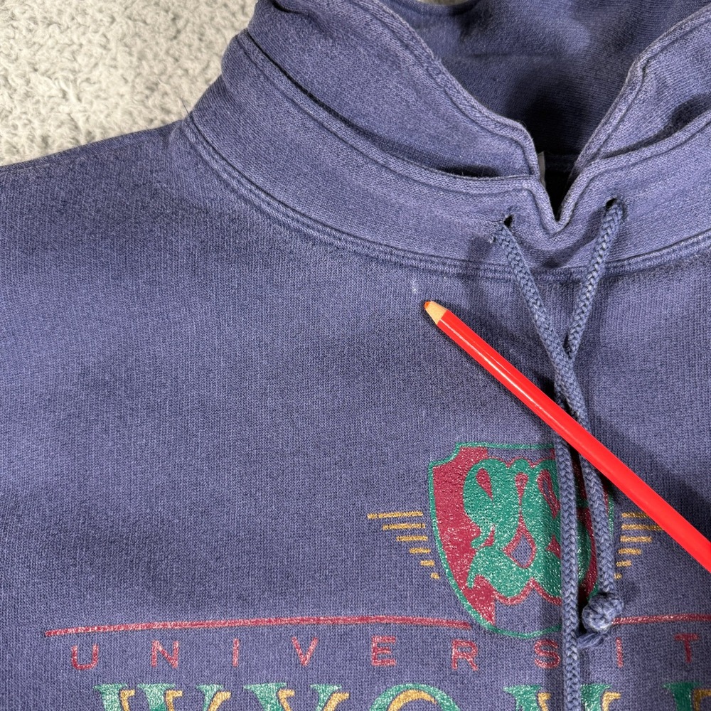 Vintage University of Wyoming Crewneck Mens Large Blue Pullover Sweatshirt Rare - Picture 7 of 9